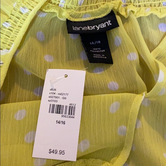 Lane Bryant Sheer Yellow and White Polka Dots - Picture 2 of 2